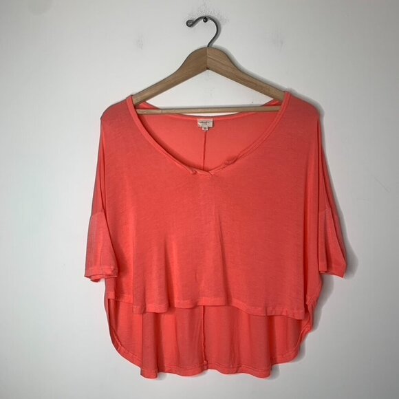 Wilfred Free Aritzia Top T-shirt Cropped Short sleeve Coral Pink Size XS - Picture 6 of 15